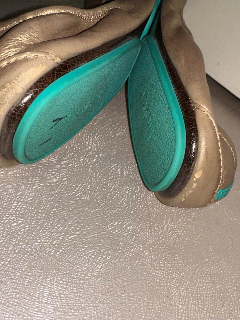 Tieks Metallic tan Gold Folding Ballet Flats 11 balletcore office